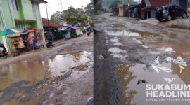Jalan rusak di Jampang Tengah, Kabupaten Sukabumi. l Istimewa