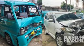 Angkot tabrakan dengan Toyota Avanza di Cibadak, Sukabumi. l Istimewa