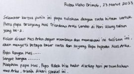 Surat tulisan tangan Ferdy Sambo untuk anaknya. l Istimewa