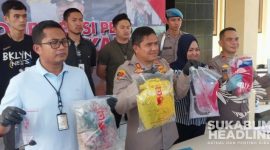 Kapolres Sukabumi AKBP Maruly Pardede saat rilis pelaku pembacokan siswa SD di Palabuhanratu. l sukabumiheadline.com
