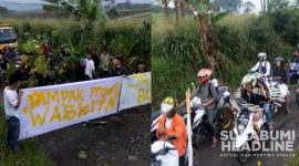 Aksi blokir jalan warga Ciambar, Sukabumi. l Istimewa