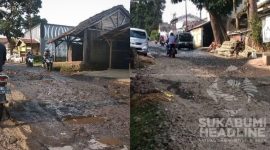 Kondisi jalan rusak di Sukalarang, Kabupaten Sukabumi 3 tahun lalu. l Istimewa