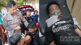 Dua korban yang berhasil diselamatkan dari terseret ombak Pantai Batu Bintang Sukabumi. l sukabumiheadline.com