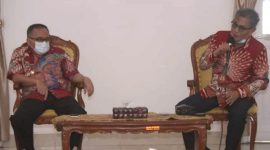 Wakil Bupati Sukabumi Iyos Somantri menyambut baik kunjungan Ketua Pelaksana Kiniku Bintang Raya KSO Budiman Sudjatmiko. l Istimewa