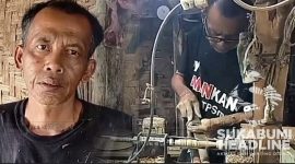Abun, perajin tongkat komando dan stik drum dari Sukabumi. l Istimewa
