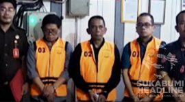Tiga tersangka kasus SPK fiktif di Dinkes Kabupaten Sukabumi, Harun Al Rasyid, Dian Iskandar dan Saepul Ramdan. l Istimewa