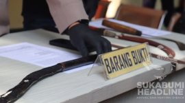 Barang bukti senjata tajam diamankan Polres Sukabumi. l Istimewa