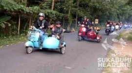 Kegiatan touring Ikatan Vespa Sukabumi. l Eka Saputra