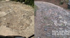 Jalan Kabupaten rusak parah di Kecamatan Nyalindung, Kabupaten Sukabumi. l Saepulloh