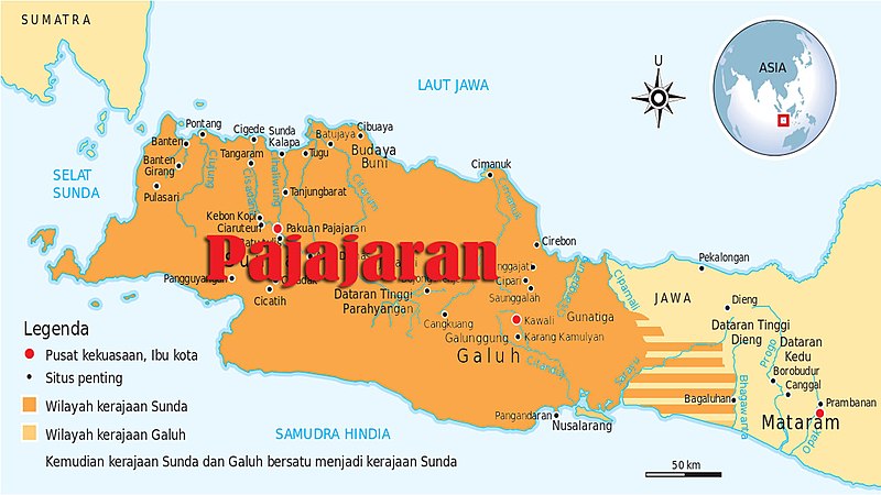 Peta wilayah Kerajaan Pajajaran sebelum kemudian menjadi Jawa Barat, Banten dan DKI Jakarta. l Istimewa
