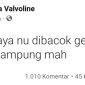 Tangkapan layar status Facebook Ecaa Valvoline. l Istimewa