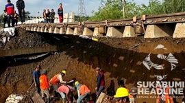 Rel KA Sukabumi-Bogor menggantung setinggi 15 meter. l Istimewa