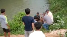 Evakuasi pelajar SMPN 1 Ciambar tenggelam di sungai. l Istimewa