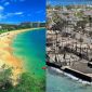 Kawasan permukiman dan pariwisata Maui di Hawaii, Amerika Serikat sebelum dan sesudah bencana. l Istimewa