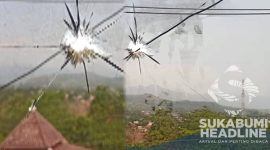 Jendela Gedung Pengadilan Negeri Cibadak pecah diketapel. l Istimewa