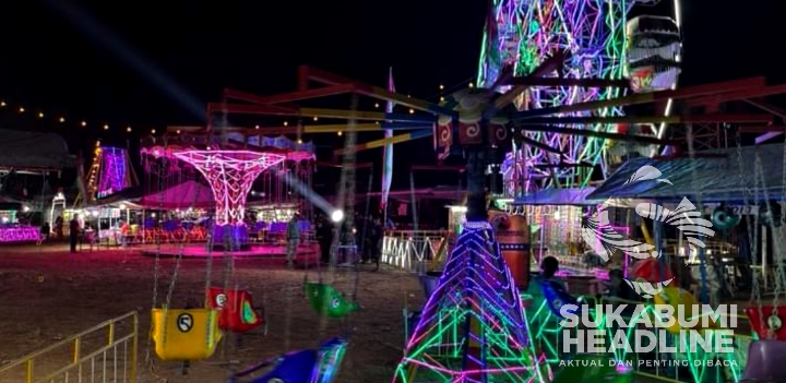 Wahana permainan anak khas pasar malam di area penyelenggaraan Sukabumi Expo 2023. l Istimewa