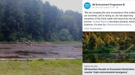 Situ Gunung mengering dan berita dari laman UNEP. l Istimewa