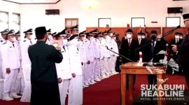 Pelantikan kades terpilih oleh Bupati Sukabumi Marwan Hamami. l Istimewa