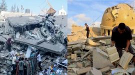 Gereja Ortodoks Yunani St. Porphyrios dan masjid di Gaza dihancurkan pasukan Israel. l Istimewa