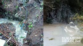 Sungai di Cikembar, Kabupaten Sukabumi tercemar limbah tambang batu hijau. l Istimewa