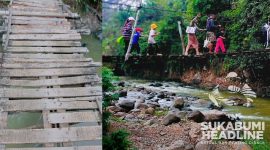 Jembatan gantung di perbatasan Kalapanunggal dengan Kabandungan, Kabupaten Sukabumi selalu ramai dilalui warga. l sukabumiheadline.com