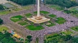 Lautan massa peserta aksi Bela Palestina di Monas, Jakarta, Ahad (5/11/2023). l Istimewa
