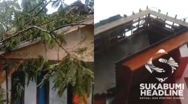Atap rumah warga Parakansalak rusak diterjang angin. Nuraeni