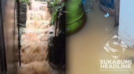 Rumah warga Kampung Babakan Kaum, Cicurug kebanjiran diduga akibat pembangunan gudang milik PT Wings Food. l Anry Wijaya