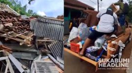Bencana longsor di Cibadak Sukabumi menggerus 12 rumah. l Istimewa