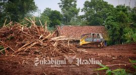 Proses pembersihan lahan untuk Jalan Tol Cisuka Seksi 3, Cibadak-Sukabumi Barat. - Istimewa