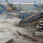 100 perahu nelayan Ujunggenteng hancur dihantam gelombang. l Istimewa