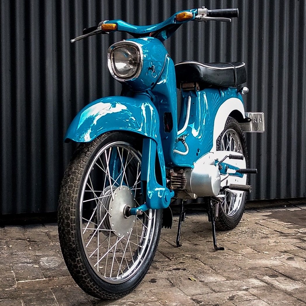 Motor bebek klasik Yamaha MF-1, suspensi unik harga Rp5 jutaan. - Istimewa