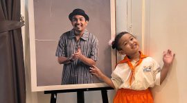 Gewa Atlana Syamayim Latuihamallo dengan latar belakang foto Glenn Fredly. - Instagram