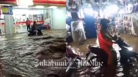 Minimarket, pabrik dan belasan rumah di Cidahu Sukabumi diterjang banjir. - Istimewa