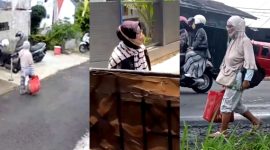 Pengemis wanita viral Sukabumi maksa sedekah kembali ke Sukabumi. - Istimewa