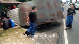 Mushala hancur ditabrak truk boks di Parungkuda Sukabumi - Istimewa