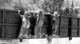 Miris, pelajar di Sukabumi setiap hari harus lewati jembatan miring Sungai Cikaso untuk ke sekolah - Budiyanto