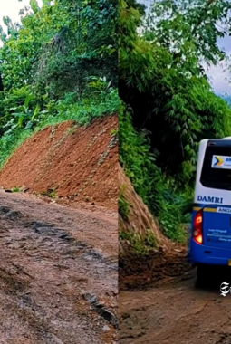 Ketika Bus DAMRI merangkak di jalur terjal trayek Sagaranten-Surade Sukabumi