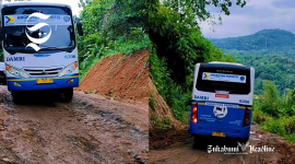 Bus DAMRI Perintis melintas di ruas jalan Sagaranten-Surade - Istimewa