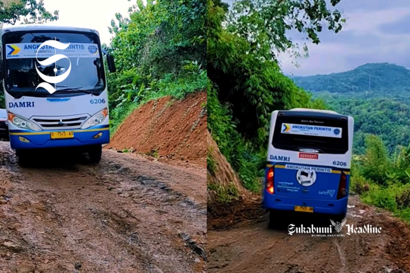 Bus DAMRI Perintis melintas di ruas jalan Sagaranten-Surade - Istimewa