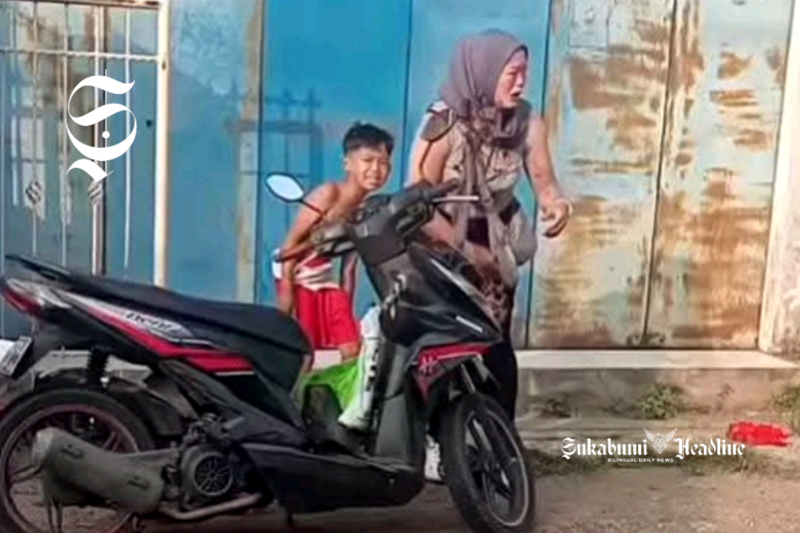 Ngeri! Ibu dan anak di Kota Sukabumi disiram air keras saat naik motor - Istimewa