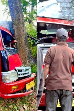 Brak! Elf trayek Sukabumi – Surade tabrak pohon di Lengkong, 6 penumpang luka