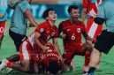 Pemain Timnas U-23 Indonesia melakukan selebrasi usai cetak gol - Timnas Indonesia