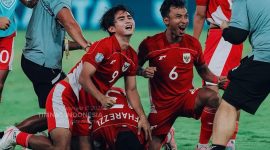 Pemain Timnas U-23 Indonesia melakukan selebrasi usai cetak gol - Timnas Indonesia