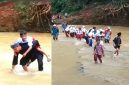 Pelajar Sukabumi bertaruh nyawa melintasi Sungai Cikarang - Ist