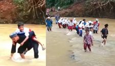 Pelajar Sukabumi bertaruh nyawa melintasi Sungai Cikarang - Ist