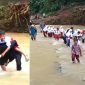 Pelajar Sukabumi bertaruh nyawa melintasi Sungai Cikarang - Ist