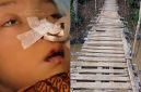 Raya dan jembatan gantung penghubung Kabandungan dengan Kalapanunggal, Kabupaten Sukabumi - Ist
