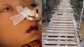 Raya dan jembatan gantung penghubung Kabandungan dengan Kalapanunggal, Kabupaten Sukabumi - Ist