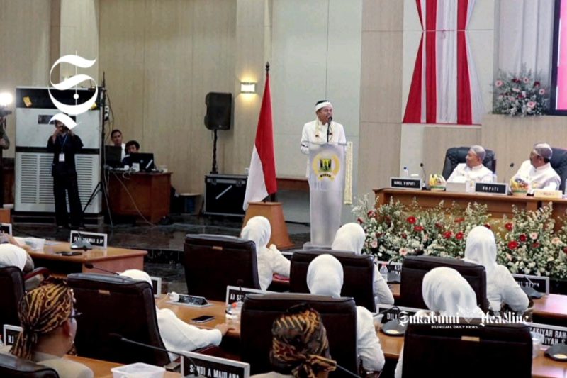 Gubernur Jawa Barat, Dedi Mulyadi saat berpidato di Milangkala ke-155 Kabupaten Sukabumi - Pemkab Sukabumi